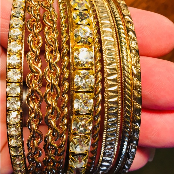 Cara n.y. Gold & Rhinestone Bangle Bracelets - Picture 8 of 8